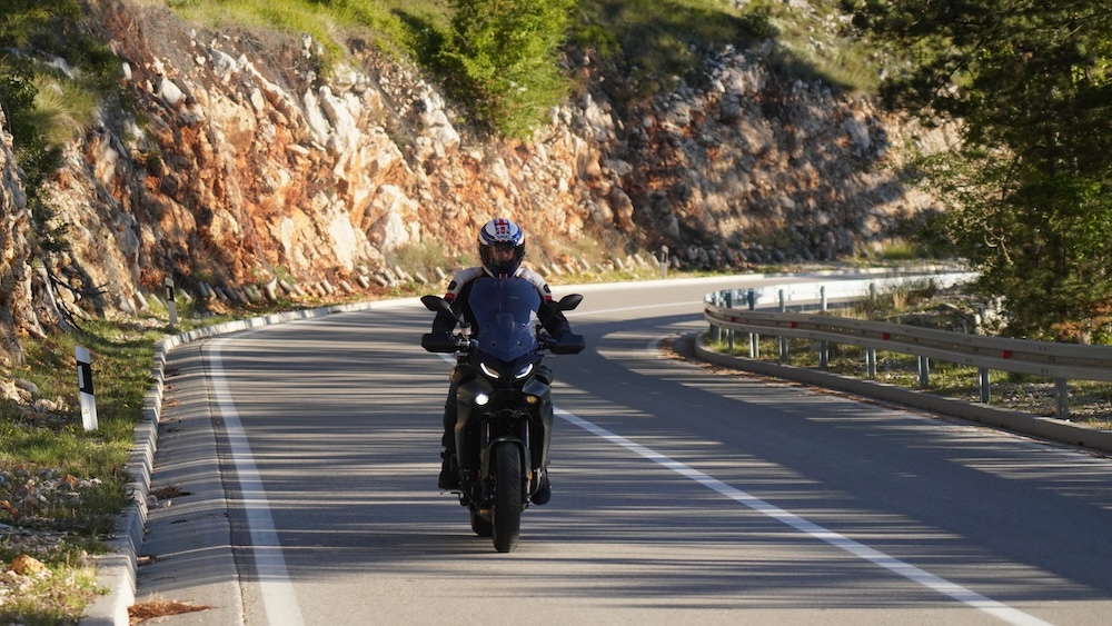 Traveling on a sport-touring motorcycle 